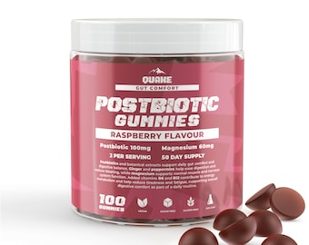 Gomitas masticables postbióticas con sabor a frambuesa – Complemento dietético diario (100 gomitas)