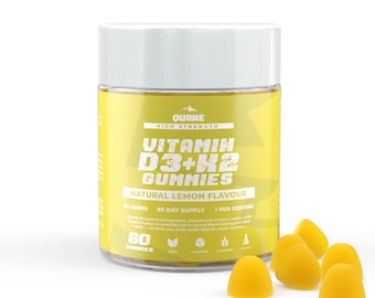 Vitamin D3+K2 Gummies – Vegan Lemon Bone & Immune Support (60 Count)