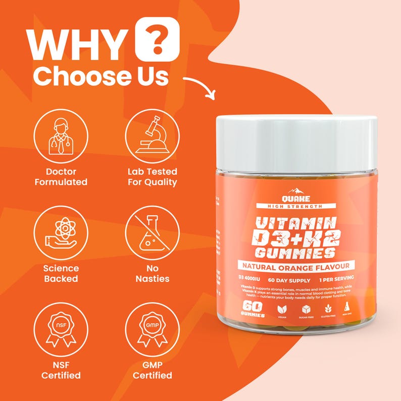 Vitamin D3+K2 Gummies – Natural Orange, Vegan Bone & Immune Support image 8