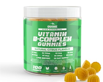 High Strength Vitamin B Complex Gummies – Natural Citrus Flavour, Vegan (100 Count)