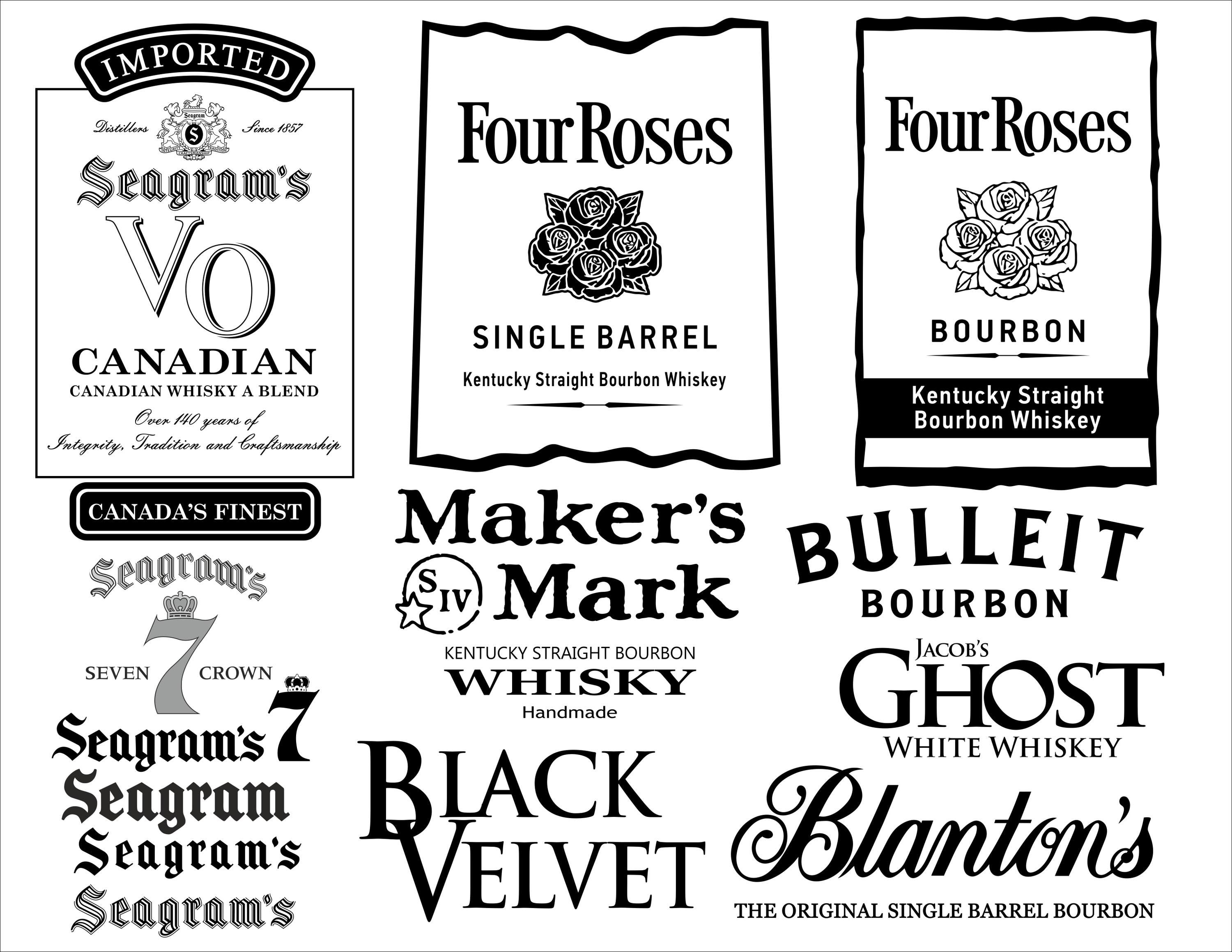 American Canadian Alcohol Drink Bourbon Whiskey Custom Mock up Bottles ...
