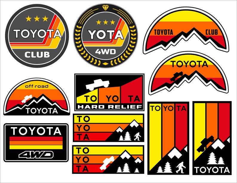 4wd Label Toyota Truck Pick up Stickers Labels SVG Bundle. Overland off Road ...
