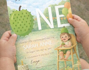 Wild One Birthday Invitation | Botanical Digital Download, Editable Template