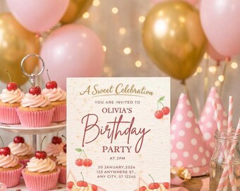 Pink and Peach Birthday Invitation
