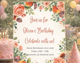 A Garden Birthday Celebration Invitation Template