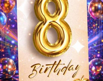 Golden Apple 8th Birthday Invitation | Editable Digital Download