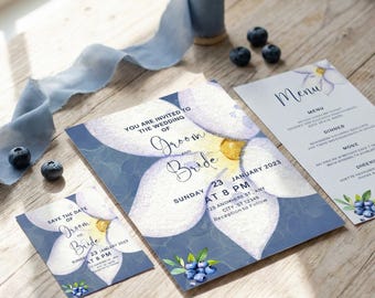 Blueberry and Floral Wedding template bundle