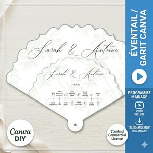 Canva Wedding Program Fan Template: DIY Ceremony Timeline Template, Customizable Wedding, Cricut, Instant Download