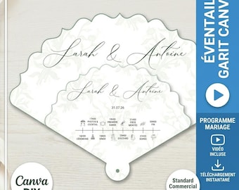 Canva-Hochzeitsprogramm-Fächervorlage: DIY-Vorlage für den Zeremonienablauf, anpassbare Hochzeit, Cricut, Sofort-Download