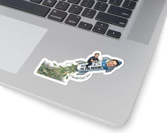 SpaceX to the Moon Meme Sticker | Kiss-Cut Space Decal, Elon Musk, Starship, humor