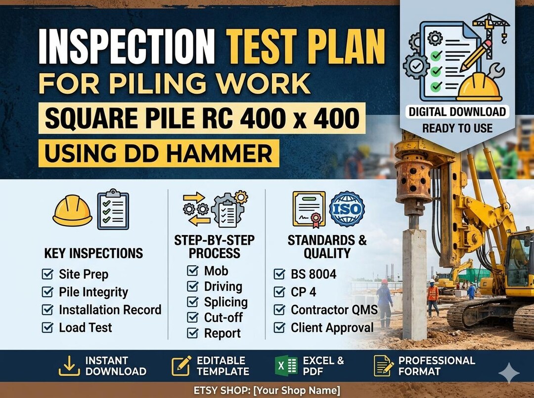 Piling Inspection Piling Inspection Test Plan (ITP) Template | RC Pile 400 | Construction ...