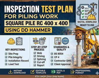 杭検査試験計画書（ITP）テンプレート｜RC杭400｜建設品質管理｜編集可能な文書