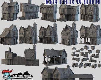 Medieval Village Terrain: Fantasy 32mm Scenery - Briarwood