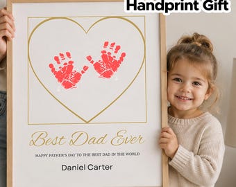 Personalized Dad Handprint Wooden Plaque, Father's Day Keepsake (DIY)