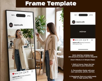 Customizable Social Media Mirror Frame Template, Selfie Station Decal (Digital Download)