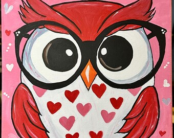 Paint Party Kit, Beginner Friendly Owl Art, Acrylic Paints, Brushes, Canvas, Instructions