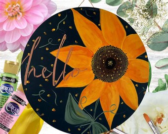 Sunflower Door Hanger Painting Kit, Beginner Friendly Art Project