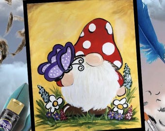 DIY Gnome Butterfly Painting Kit, Spring Acrylic Craft Party, Beginner Fun