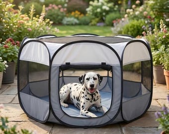 Grande maison de jeu intérieure pour chiens - Cottage moderne en bois pour animaux de compagnie avec clôture, tunnel et terrasse