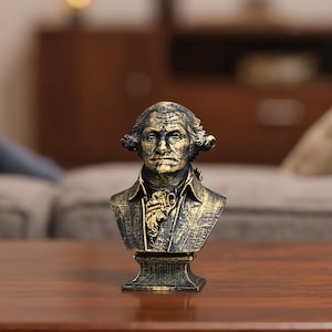 Mini busto di George Washington, scultura classica in resina / Decorazione patriottica USA, oggetto da collezione dei Padri Fondatori / Regalo per gli amanti della storia, regalo a forma di busto