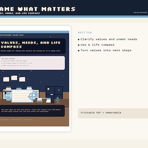 Values and Needs Worksheets | Life Compass, Reflection PDF (Digital Download)