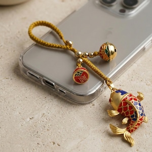 Koi Fish Keychain, Lucky Charm Bag Accessory, Feng Shui Keychain, Gold Fish Pendant, Car Keychain, Asian Style Jewelry