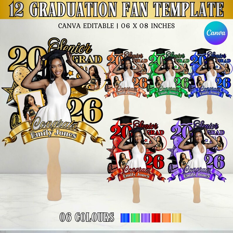 Grad Fan 2026 bearbeitbare Vorlage, Graduate Fans Senior, druckbare ...