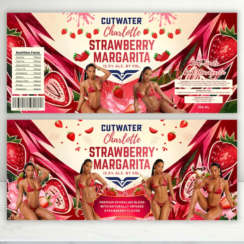 Redigerbar Margarita-burkförpackningsetikett, läskburkförpackningsmall Canva Vuxna festfavoriter Dryckesetiketter, Festfavoritmall (digital nedladdning), bild 6