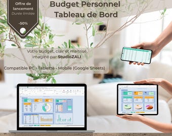 Budget Planner Excel & Google Sheets | Suivi Budget Mensuel | Dépenses Revenus Épargne | Template Budget Personnel