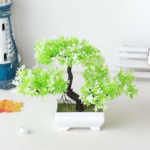 Minibonsai kunstplant witte pot binnendecoratie