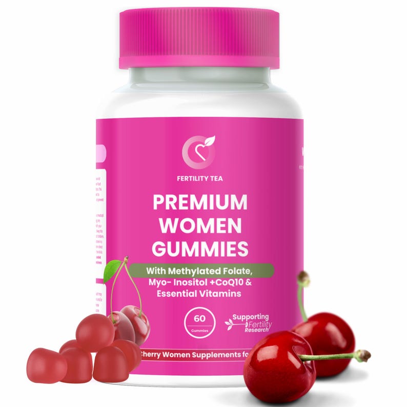 Fruchtbarkeitstee • Multivitamin Gummies für Frauen Vollgepackt mit • Myo-Inosit, Folsäure, Vitamin D, C & B12 - kostenloser Versand Bild 1