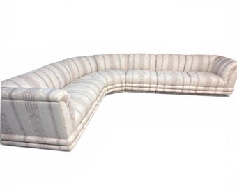 Vintage 1992 Bernhardt Curved Sectional Sofa, 4 Piece Modular Sectional, Postmodern Couch, Luxury Designer Furniture, White Upholstery