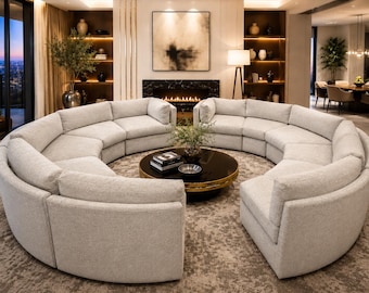 Rare Vintage Directional Furniture Modular Conversation Pit Sectional – Milo Baughman Style Curved Postmodern Sofa