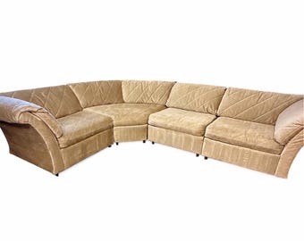 Vintage Rowe Sectional Sofa, 1970s Curved Modular Couch, Postmodern Designer Seating, Custom American MCM Furniture