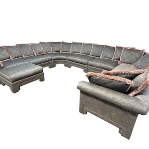 Vintage 1980s Drexel 8-Piece Modular Sectional Sofa | Postmodern Curved Conversation Pit | Endless Configurations