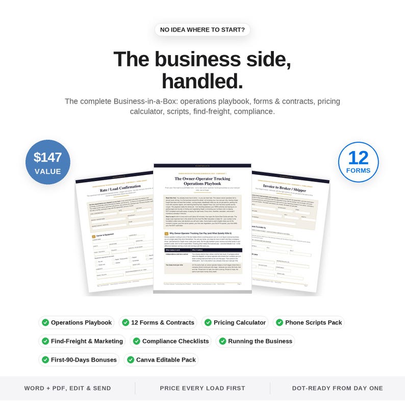 Trucking Business in a Box Ultimate Bundle Owner Operator Startup Kit Dashboard App Bookkeeping Spreadsheet ADHD Trucker Planner Forms image 5