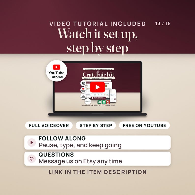 Video tutorial included: a narrated YouTube walkthrough of the real file shows the price tester, the amber cells and every market ranked by profit per hour, step by step. The link is in the item description.