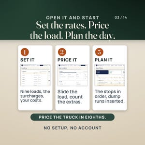 Junk Removal Pricing and Route Dashboard | Truck Load Fraction Calculator App, No Install | Dump Fee, Crew Cost & Job Profit image 3
