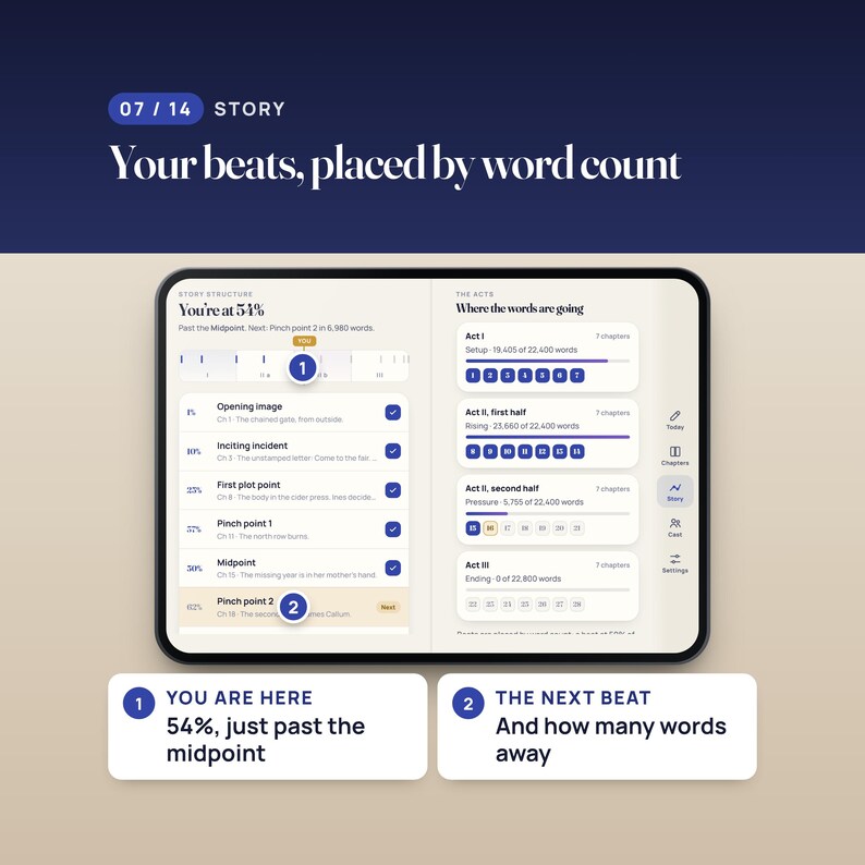 Novel Planner Web App, Writer's Word Count Tracker, Two-Screen Layout, Compatible with iPhone Duo image 7