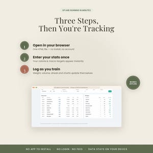 App per il monitoraggio degli allenamenti / Dashboard interattiva per il fitness, monitoraggio dei progressi in palestra, calcolo dei macronutrienti e della perdita di peso, registro dei record di forza, senza abbonamento immagine 9