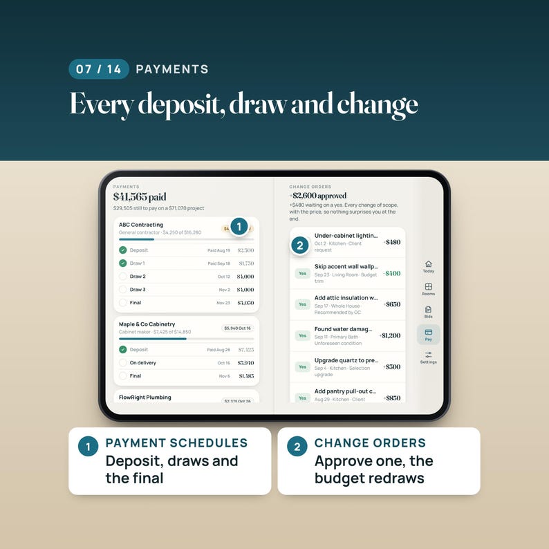 Renovation Budget Planner Web App, Remodel Cost Tracker, Two-Screen Layout, Compatible with iPhone Duo imagen 7