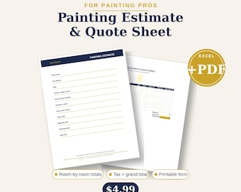 Modelo de Orçamento para Pintura | Planilha de Orçamento para Serviços de Pintura | Cálculo Automático Cômodo por Cômodo em Excel e Planilhas Google, além de Formulário para Impressão
