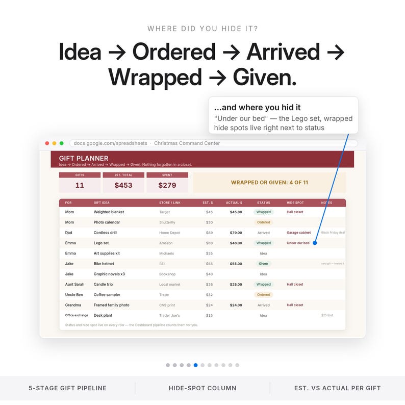 Planificador de presupuesto navideño Hoja de cálculo Rastreador de regalos Presupuesto navideño Excel Google Sheets Rastreador de ofertas del Black Friday Lista de regalos de Navidad imagen 5