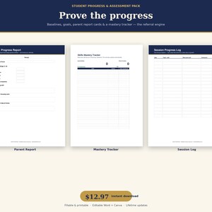 Studievoortgangsrapport en -tracker voor docenten | Bewerkbare ouderrapportkaart, doelen stellen, nulmeting en logboek | Invulbare pdf