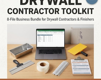 Drywall Contractor Toolkit | Sheet Calculator Finish Level Guide Estimate Forms Invoice Punch List Work Order | Excel PDF Digital Download