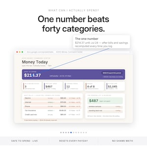 ADHD Budget Spreadsheet Money Command Center for Excel and Google Sheets | Safe to Spend Paycheck Budget Impulse Tracker | Light Dark Mode image 5