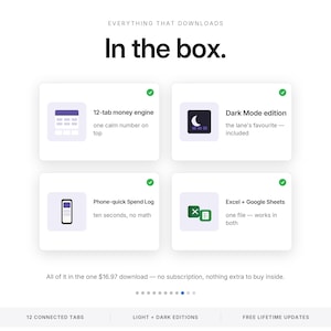 ADHD Budget Spreadsheet Money Command Center for Excel and Google Sheets | Safe to Spend Paycheck Budget Impulse Tracker | Light Dark Mode image 9