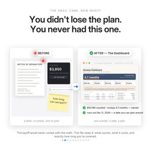 Foglio di calcolo per il budget dei licenziamenti / Piano finanziario per la perdita del lavoro e calcolatore di autonomia per Excel e Fogli Google / Strumento di monitoraggio di indennità di fine rapporto e disoccupazione immagine 2