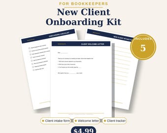 Bookkeeping Client Onboarding Kit | New Client Intake Form, Welcome Packet & Checklist for Bookkeepers | Printable PDF plus Excel Tracker