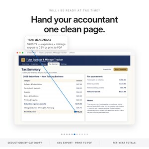 Tutor Expense and Mileage Tracker App Bill Clients for Materials and Travel Track Write-Offs No Spreadsheet Offline One File image 6